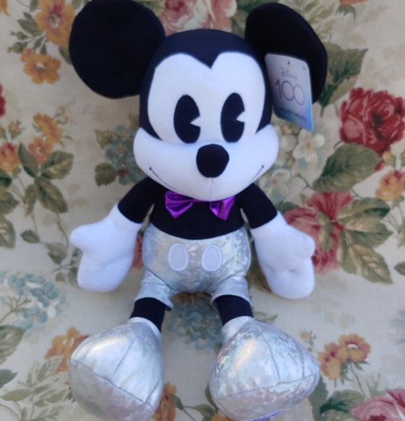 Disney 100 Years of Wonder Plush Mickey & Minnie Set in Silver 17 Inches NWT - Picture 7 of 17